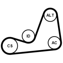  V formos rumbuotas diržas, komplektas