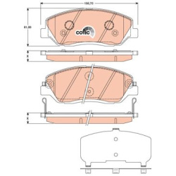 stabdžių trinkelių rinkinys, diskinis stabdys <small>COTEC</small>