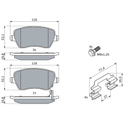  stabdžių trinkelių rinkinys, diskinis stabdys