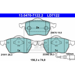  stabdžių trinkelių rinkinys, diskinis stabdys <small>ATE Ceramic</small>