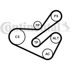  V formos rumbuotas diržas, komplektas
