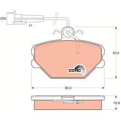  stabdžių trinkelių rinkinys, diskinis stabdys <small>COTEC</small>
