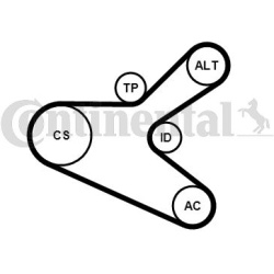 V formos rumbuotas diržas, komplektas