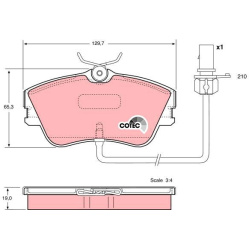  stabdžių trinkelių rinkinys, diskinis stabdys <small>COTEC</small>