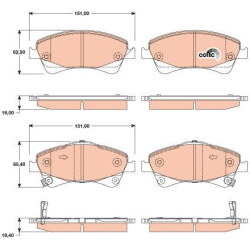  stabdžių trinkelių rinkinys, diskinis stabdys <small>COTEC</small>