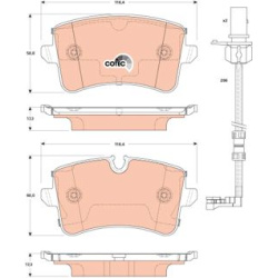 stabdžių trinkelių rinkinys, diskinis stabdys <small>COTEC</small>