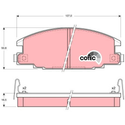  stabdžių trinkelių rinkinys, diskinis stabdys <small>COTEC</small>