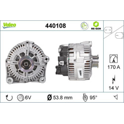  kintamosios srovės generatorius <small>VALEO RE-GEN REMANUFACTURED</small>
