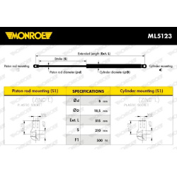  dujinė spyruoklė, bagažinė <small>MONROE MaxLift</small>
