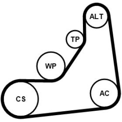  V formos rumbuotas diržas, komplektas