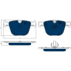  stabdžių trinkelių rinkinys, diskinis stabdys <small>ELECTRIC BLUE</small>