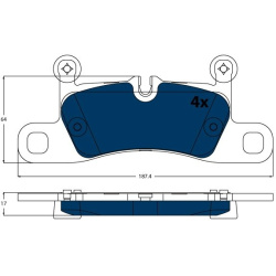  stabdžių trinkelių rinkinys, diskinis stabdys <small>ELECTRIC BLUE</small>