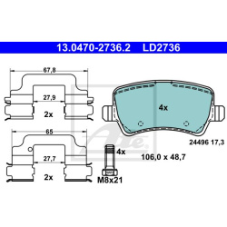  stabdžių trinkelių rinkinys, diskinis stabdys <small>ATE Ceramic</small>