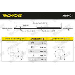  dujinė spyruoklė, bagažinė <small>MONROE MaxLift</small>