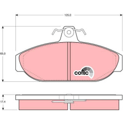 stabdžių trinkelių rinkinys, diskinis stabdys <small>COTEC</small>