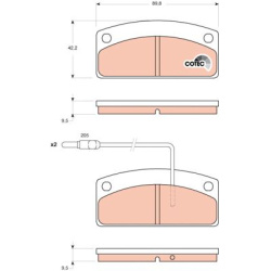  stabdžių trinkelių rinkinys, diskinis stabdys <small>COTEC</small>