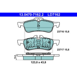  stabdžių trinkelių rinkinys, diskinis stabdys <small>ATE Ceramic</small>