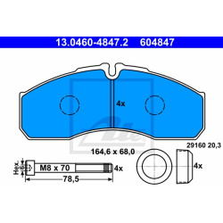  stabdžių trinkelių rinkinys, diskinis stabdys