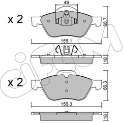  stabdžių trinkelių rinkinys, diskinis stabdys