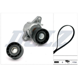  V formos rumbuotas diržas, komplektas