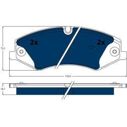  stabdžių trinkelių rinkinys, diskinis stabdys <small>ELECTRIC BLUE</small>