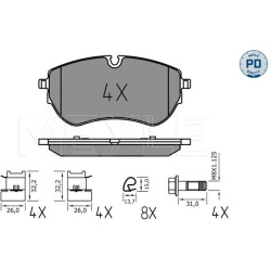  stabdžių trinkelių rinkinys, diskinis stabdys <small>MEYLE-PD: Advanced performance and design.</small>