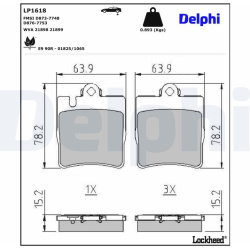  stabdžių trinkelių rinkinys, diskinis stabdys