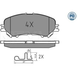  stabdžių trinkelių rinkinys, diskinis stabdys <small>MEYLE-PD: Advanced performance and design.</small>