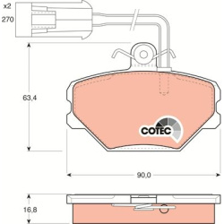  stabdžių trinkelių rinkinys, diskinis stabdys <small>COTEC</small>